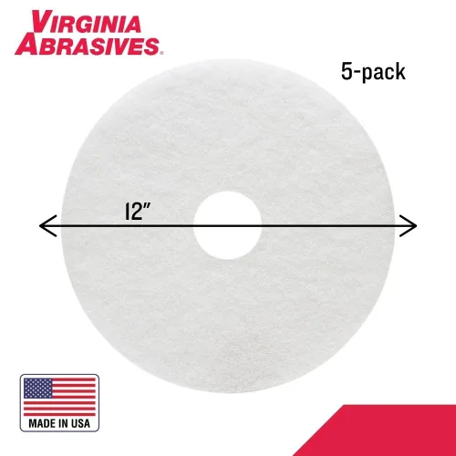 Miniatura 2 de Virginia Abrasives Almohadillas de mantenimiento de suelos blancas de 12 pulgadas, almohadillas no tejidas para limpieza orbital, almohadillas