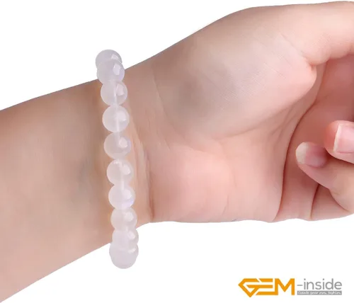 Miniatura 4 de GEM-Inside - Pulsera de moda con piedras preciosas naturales hechas a mano de 0.276in de cuarzo de cristal de grado AAA con cuentas redondas