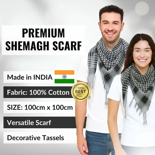 Miniatura 55 de LOVARZI Shemagh Cottons Arab Keffiyeh - Bufanda militar táctica para cabeza y cuello