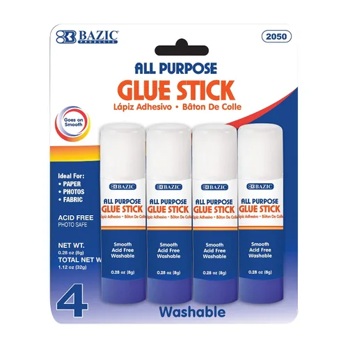 Miniatura 8 de BAZIC Products Barras de pegamento lavables de alta calidad, 0.28 onzas, 4 unidades, para papel de manualidades escolares