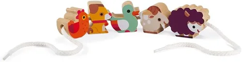 Miniatura 3 de Janod - Juego de cuentas de madera con temática de granja con cuerdas de 11 piezas - Diseño de joyas personalizadas - Desarrollo de la imaginación