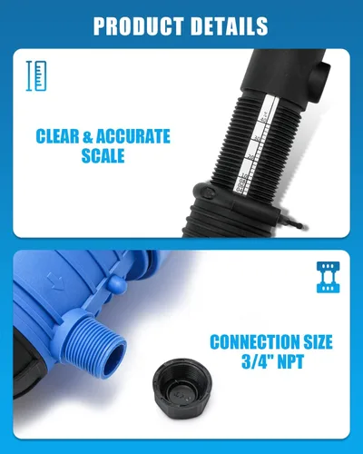 Miniatura 5 de NEWTRY Inyector de fertilizante 1:250 a 1:25 para riego por goteo Bomba dosificadora ajustable alimentada por agua 3/4" NPT