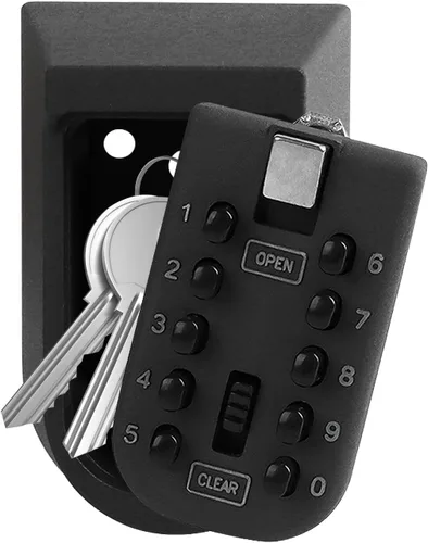 KAYCROWN Caja de bloqueo de llave para exterior, combinación de montaje en pared, caja de seguridad para llaves de casa, caja de seguridad para