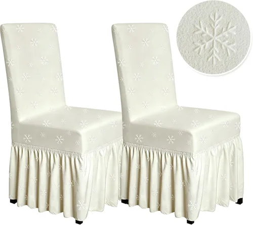 molasofa Juego de 2 fundas para sillas de comedor, fundas elásticas para sillas con falda para cocina, protectores de asiento de cocina, decoración
