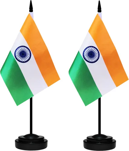Miniatura 36 de Juego de banderas de escritorio de México, paquete de 2 banderas de mesa mexicanas, mini bandera de escritorio pequeña con poste negro sólido de 12