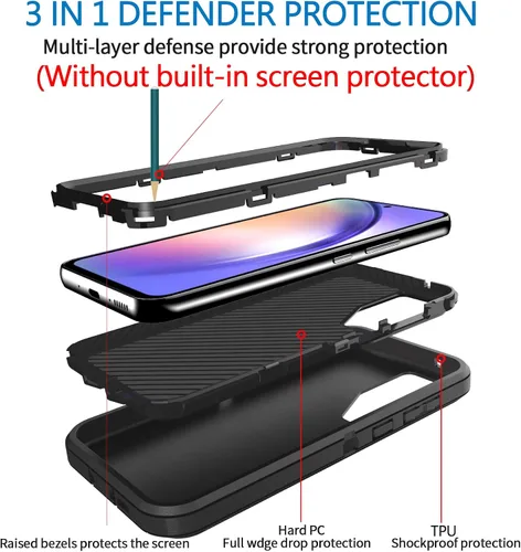 Miniatura 3 de Defender Funda para Samsung Galaxy A17 5G, resistente a prueba de golpes, a prueba de polvo, 3 en 1, funda protectora resistente para Galaxy A17 5G