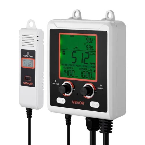 Miniatura 9 de VEVOR Detector de dióxido de carbono, monitor de CO2 de doble salida, función de detección de día y noche, detector de CO2 de refugio constante