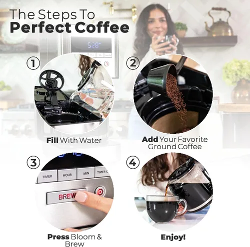 Miniatura 5 de VINCI RDT Elite - Cafetera giratoria con cabezal rociador Cafetera programable de 12 tazas con función Bloom y tecnología de dispersión rotativa