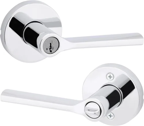 Miniatura 28 de Kwikset Lisboa - Manija interior de puerta de privacidad con cerradura, palanca de puerta para baño y dormitorio, palanca de puerta con botón