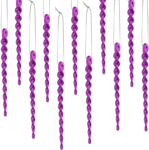 Miniatura 31 de 30 piezas de carámbanos de plástico trenzados para árbol de Navidad; adornos colgantes para árbol de Navidad, fiesta de Navidad, boda, fiesta