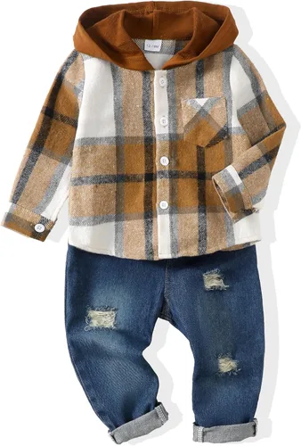 Miniatura 108 de Renotemy Ropa de bebé para niño, trajes de mezclilla, sudadera con capucha para bebés, pantalones de mezclilla, ropa para niños pequeños
