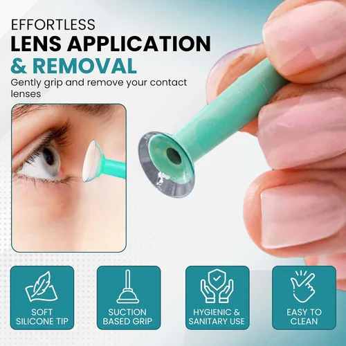 Miniatura 2 de Insertador y removedor de lentes de contacto blandas verdes 1 unidad para lentes de contacto mensuales y diarias con soporte de succión de Sports