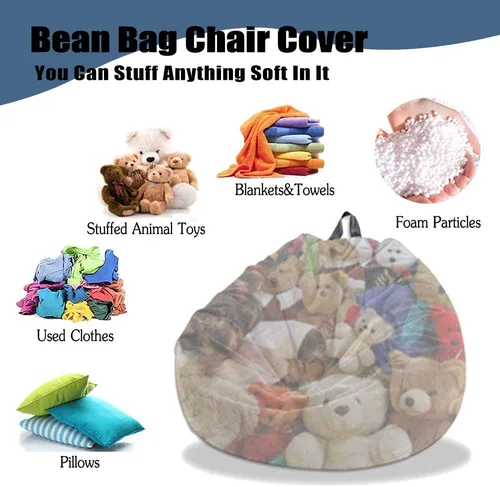 Miniatura 2 de Morbuy Funda para sillón puff para niños y adultos (sin relleno), funda de pana suave para sofá cama, lavable, de gran tamaño, para sala de estar