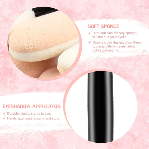 Miniatura 3 de MORGLES Aplicadores de sombra de ojos de doble cara, 50 brochas de sombra de ojos de 2.4 pulgadas para mujeres y niñas, color negro
