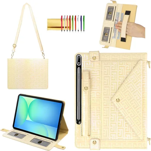 Miniatura 76 de Bolso Funda para Samsung Galaxy Tab S10 FE/S9 FE 10.9"/S9/S8/S7 11", Techcircle Folio con Soporte Cruzado, Billetera con Ranura para Lápiz S Pen