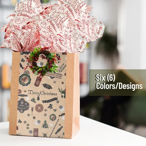 Miniatura 5 de Papel de seda y papel kraft con diseños de Navidad Rojo