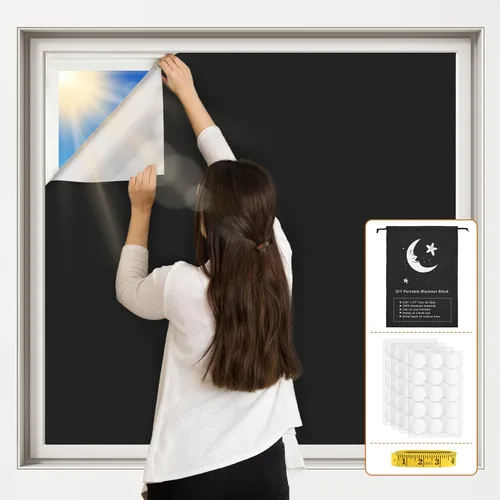 Miniatura 9 de Vanten 2025 Cortinas opacas mejoradas, cortinas de 118" x 57", material 100% opaco con cintas adhesivas, cubierta de ventana para cuarto de bebé