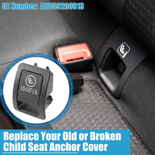 Miniatura 2 de Anclaje de asiento trasero infantil ISOFix cubierta A2059200513 para Mercedes Benz C300 C350 C200 C180 C400 C450 C43 AMG C63 AMG W205 2015-2020 negro