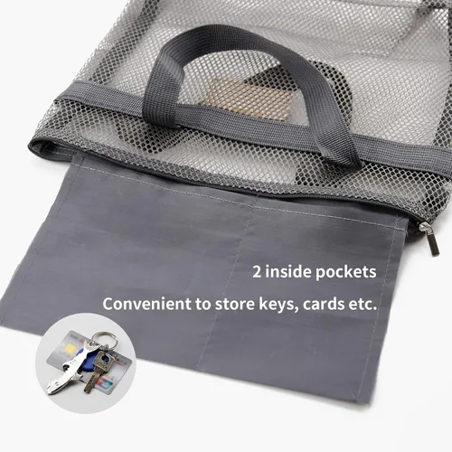 Miniatura 4 de TOPASION Bolsa de ducha de malla portátil, organizador de baño y aseo colgante con cremallera para viajes, gimnasio, campamento, dormitorios