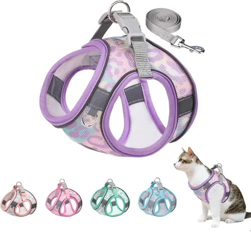 Miniatura 16 de Juego de arnés y correa para perro de malla transpirable, chaleco reflectante de malla de aire transpirable a prueba de escape, sin Azul