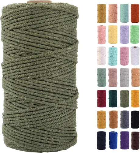 Miniatura 14 de Cordón de macramé gris rosado de 0.118 in x 109 yardas, cuerda de algodón colorido de algodón suave para colgar en la pared, colgar plantas