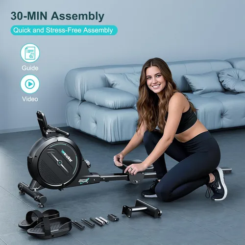 Miniatura 7 de Wenoker Rowing Machine for Home, Magnetic Rower Machine, 350 LB Weight Capacity, 16-Level Silent Resistance Row Machine for Gym Exercise Full-Body