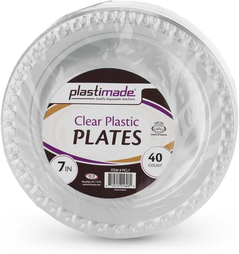 Miniatura 7 de Platos llanos de 9 pulgadas de plástico transparente, desechable, resistente, ideal para bodas, catering, fiestas, bufés, eventos o uso diario, 1