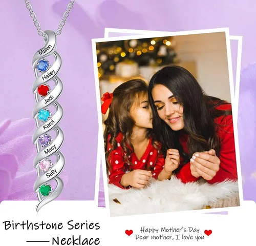 Miniatura 15 de Gemszoo Personalized Twisted Name Necklace with Simulated Birthstones Mother Daughter Pendant Gifts for Women Mom Grandma