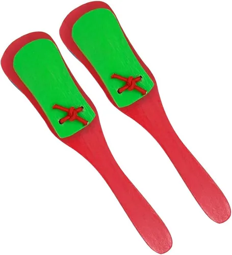 Miniatura 4 de Juego de 2 castañuelas profesionales, juego individual con asa, castañuelas de madera, percusión musical educativa de 8 pulgadas