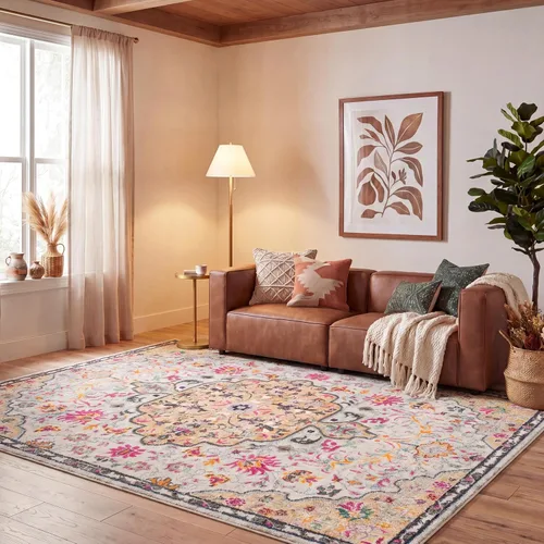Miniatura 54 de SAFAVIEH Colección Madison MAD447B - Tapete bohemio con medallón antiguo y elegante, no desprende pelusa, para la sala, dormitorio, comedor