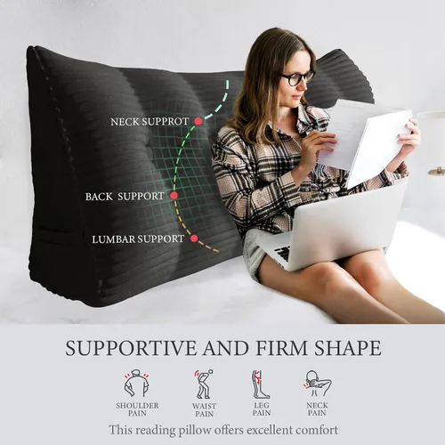 Miniatura 2 de Almohada de cuña gruesa de 14 libras tamaño King para cabecero, posicionador de cuerpo, almohada de lectura triangular para sentarse en la cama