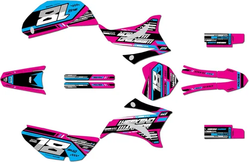 Miniatura 5 de Kit de gráficos Kalair GFX para Yamaha TTR 125 (2008-2023) Serie Warrior Azul 16 Mil - Juego de calcomanías adhesivas de carreras personalizadas