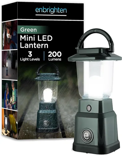 Miniatura 9 de Enbrighten Mini linterna LED para campamento, funciona con pilas, 200 lúmenes, 40 horas de funcionamiento, 3 modos, luz nocturna para niños, ideal