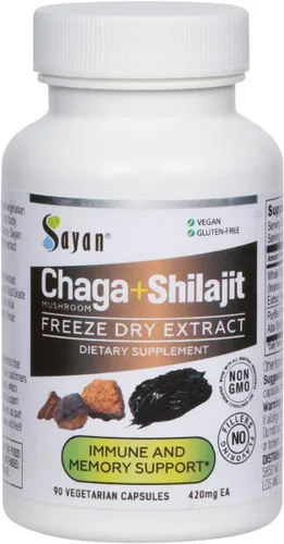Miniatura 11 de Sayan Extracto de hongo chaga siberiano – 90 cápsulas/420 mg ea – Suplemento antioxidante natural y de cosecha silvestre – Apoyo del sistema