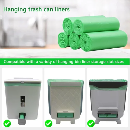 Miniatura 2 de Bolsas de basura pequeñas biodegradables, bolsas de basura compostables, forros para latas de basura de alimentos para colgar en la pared, 8L