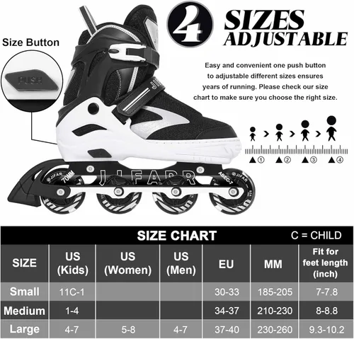 Miniatura 2 de Patines en línea ajustables para niños de 4 a 12 años, ruedas iluminadas, patines para principiantes para niños y niñas, regalo de patinaje en Blanco