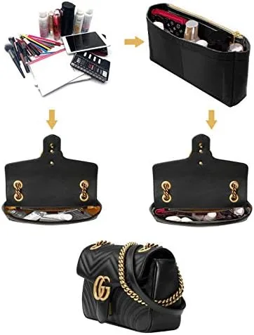 Miniatura 7 de Inserto de bolso pequeño para bolsa de hombro GG Marmont Matelasse paquete de 2 organizador de fieltro con cremallera compra 1 y obtén 1 bolsa