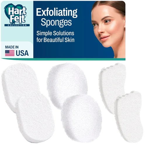 HartFelt El paquete de cuidado de la piel incluye 2 esponjas faciales de cada uno, 2 esponjas corporales y de pies para exfoliar y eliminar la piel