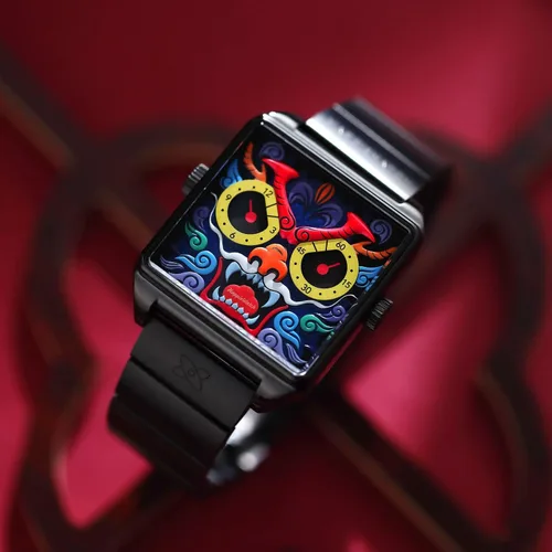 Miniatura 3 de HappieWatch Reloj de pulsera de cuarzo con esfera en relieve, caja de acero inoxidable, cristal de zafiro, reloj de moda con silicona y correa