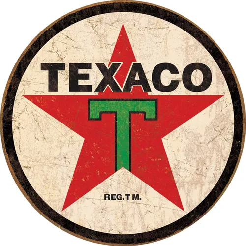 Desperate Enterprises 1936 Texaco - Letrero redondo de aluminio con borde en relieve, decoración nostálgica de pared de metal vintage, fabricado en