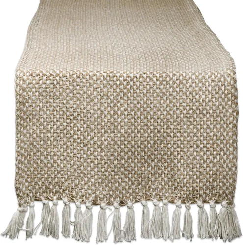 DII Woven Basics Collection Camino de mesa de punto 100% algodón, 15"x108", Stone Piedra