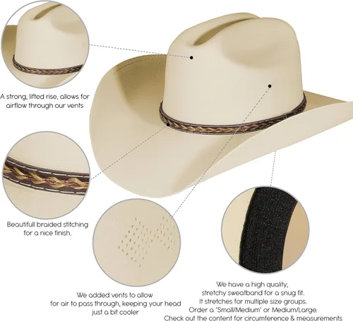 Miniatura 3 de Sombrero de vaquero del viejo oeste y vaquera, estilo de ala ancha