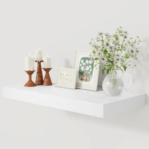 Miniatura 45 de Fun Memories - Estante flotante de 12 pulgadas, estantes de pared de madera rústica para decoración de pared y almacenamiento, estante flotante