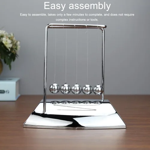 Miniatura 3 de Newton - Péndulo de cuna con 7 bolas de acero, bolas de balanceo clásicas de equilibrio, bolas de movimiento perpetuo de Newtons en forma de Z