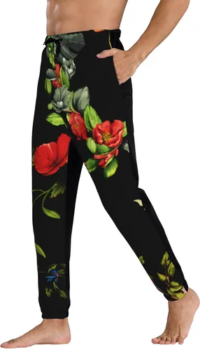 Miniatura 4 de Jutdopt Men Tropical Floral Pattern Sweatpants Joggers Sweatpants Baggy Jogger Pants with Pocket for Men