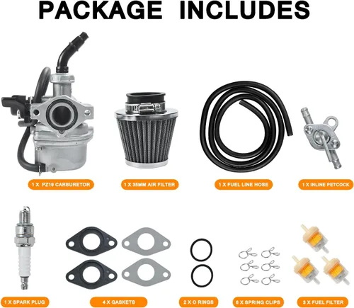 Miniatura 7 de HOLATO Kit de Carburador PZ19 Carb Filtro de Aire Línea de Combustible para 50cc 70cc 90cc 110cc 125cc Tao Tao GK110 Baja SSR Apollo Coolster Chino