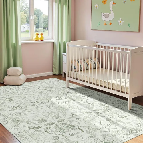 Miniatura 11 de Alfombra de área pequeña de 2 x 3 pulgadas, color beige, para entrada, baño, cocina, antideslizante, de pelo bajo, lavable, moderna alfombra bohemia
