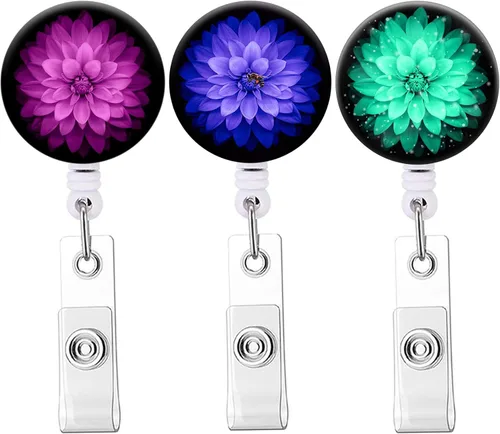 Miniatura 10 de Carrete retráctil para insignias, carretes de insignia de enfermera con clip de cocodrilo, clip decorativo con nombre en portatarjetas de Paquete