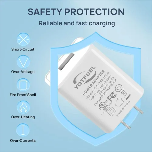 Miniatura 3 de Cubo de cargador de pared 5V2A, fuente de alimentación USB, bloque de carga, enchufe de pared universal, ladrillo, cargador rápido de viaje, Blanco