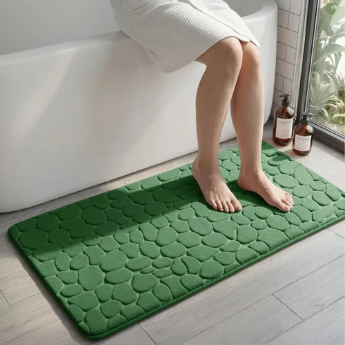 Miniatura 16 de YIHOUSE - Alfombra de espuma viscoelástica para pasillo, alfombras de baño con patrón de adoquín, superabsorbentes, alfombras de baño lavables a
